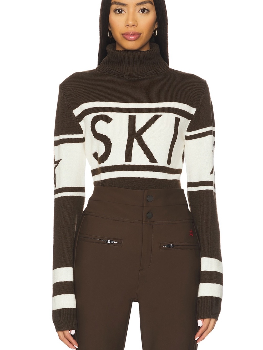 Perfect Moment Schild ski sweater in chocolate brown NWT